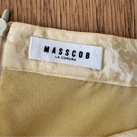 Masscob 40 US Large Butter Yellow Silk Skirt Drapey Floral Made In Spain - Picture 3 of 7